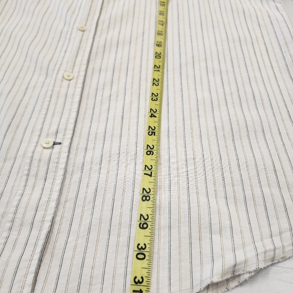 Rewire Men's Beige Striped Shirt Short Sleeve Retro, sz XL - Picture 7 of 13